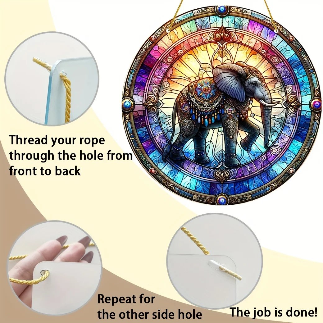 1pc Elephant Suncatcher - 2D Acrylic Window Hanging for Home & Garden Decor