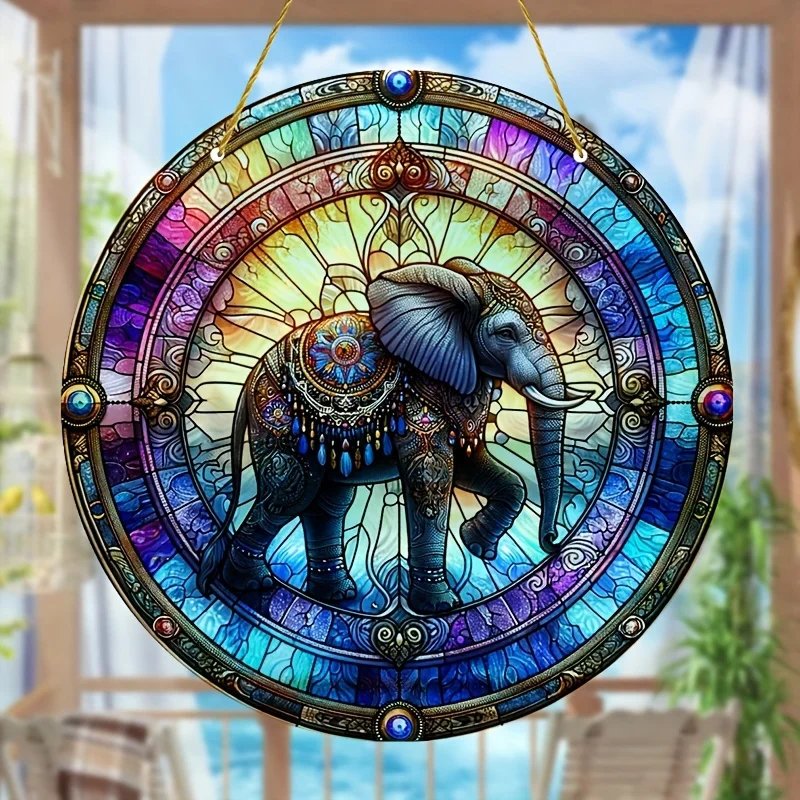 1pc Elephant Suncatcher - 2D Acrylic Window Hanging for Home & Garden Decor