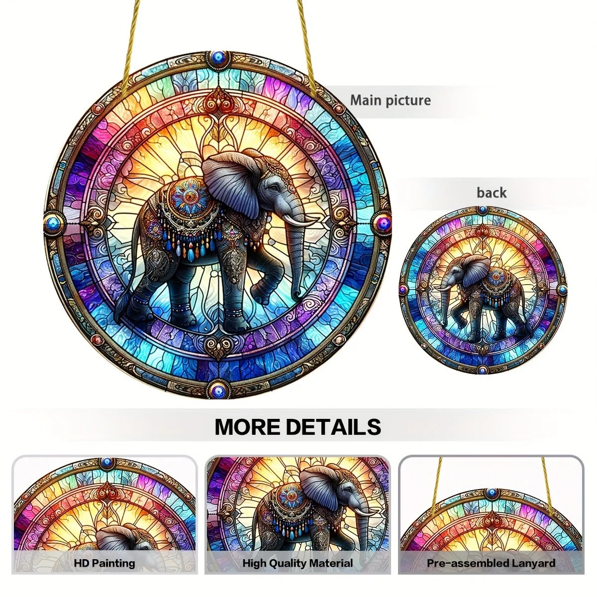 1pc Elephant Suncatcher - 2D Acrylic Window Hanging for Home & Garden Decor