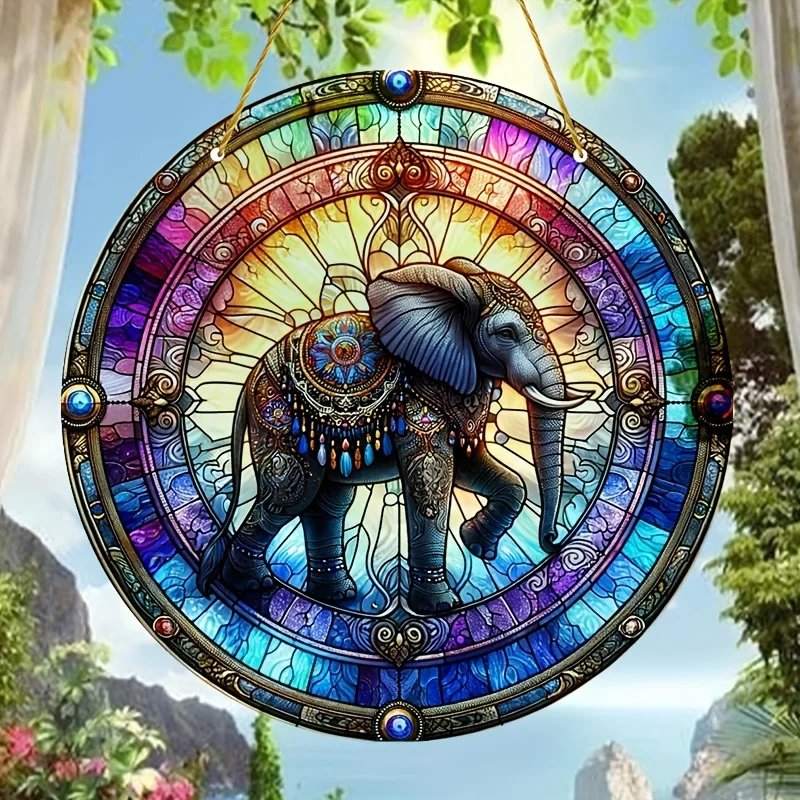 1pc Elephant Suncatcher - 2D Acrylic Window Hanging for Home & Garden Decor