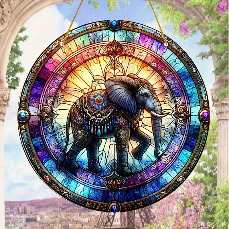 1pc Elephant Suncatcher - 2D Acrylic Window Hanging for Home & Garden Decor