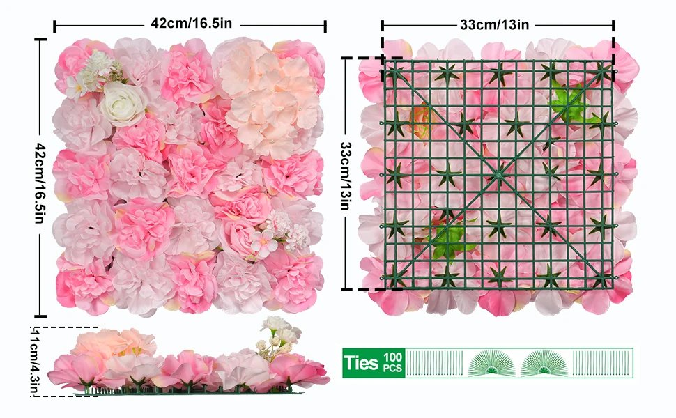 18pcs 3D Flowers Wall Backdrop16.5* 16.5Inch Artificial Silk Roses Panels Home decoration Floral Ideal for Wedding Celebrations 18pcs 3D Flowers Wall Backdrop16.5* 16.5Inch Artificial Silk Roses Panels Home decoration Floral Ideal for Wedding Celebrations