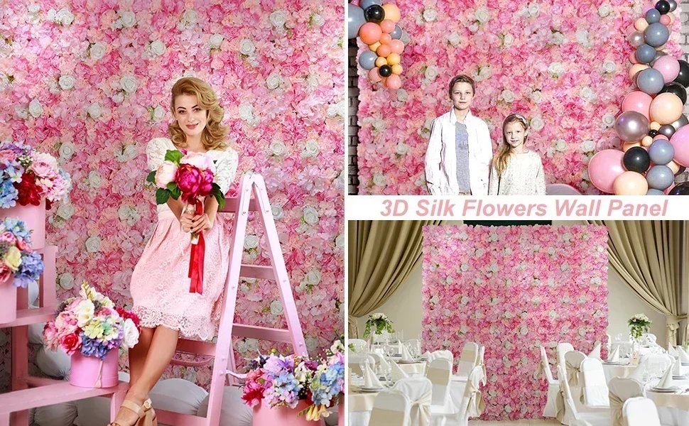 18pcs 3D Flowers Wall Backdrop16.5* 16.5Inch Artificial Silk Roses Panels Home decoration Floral Ideal for Wedding Celebrations 18pcs 3D Flowers Wall Backdrop16.5* 16.5Inch Artificial Silk Roses Panels Home decoration Floral Ideal for Wedding Celebrations