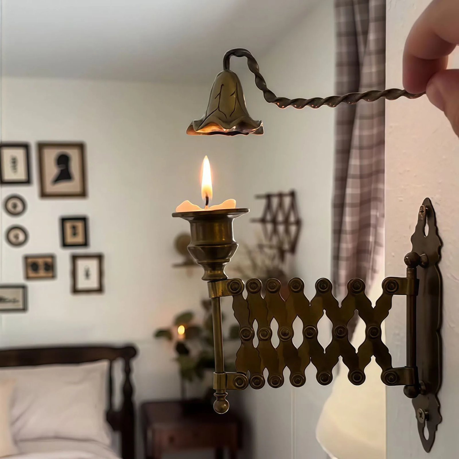 Antique Brass Wall Sconce Candle Holder Vintage Taper Candlestick Stand for Home Decor and Table Centerpiece