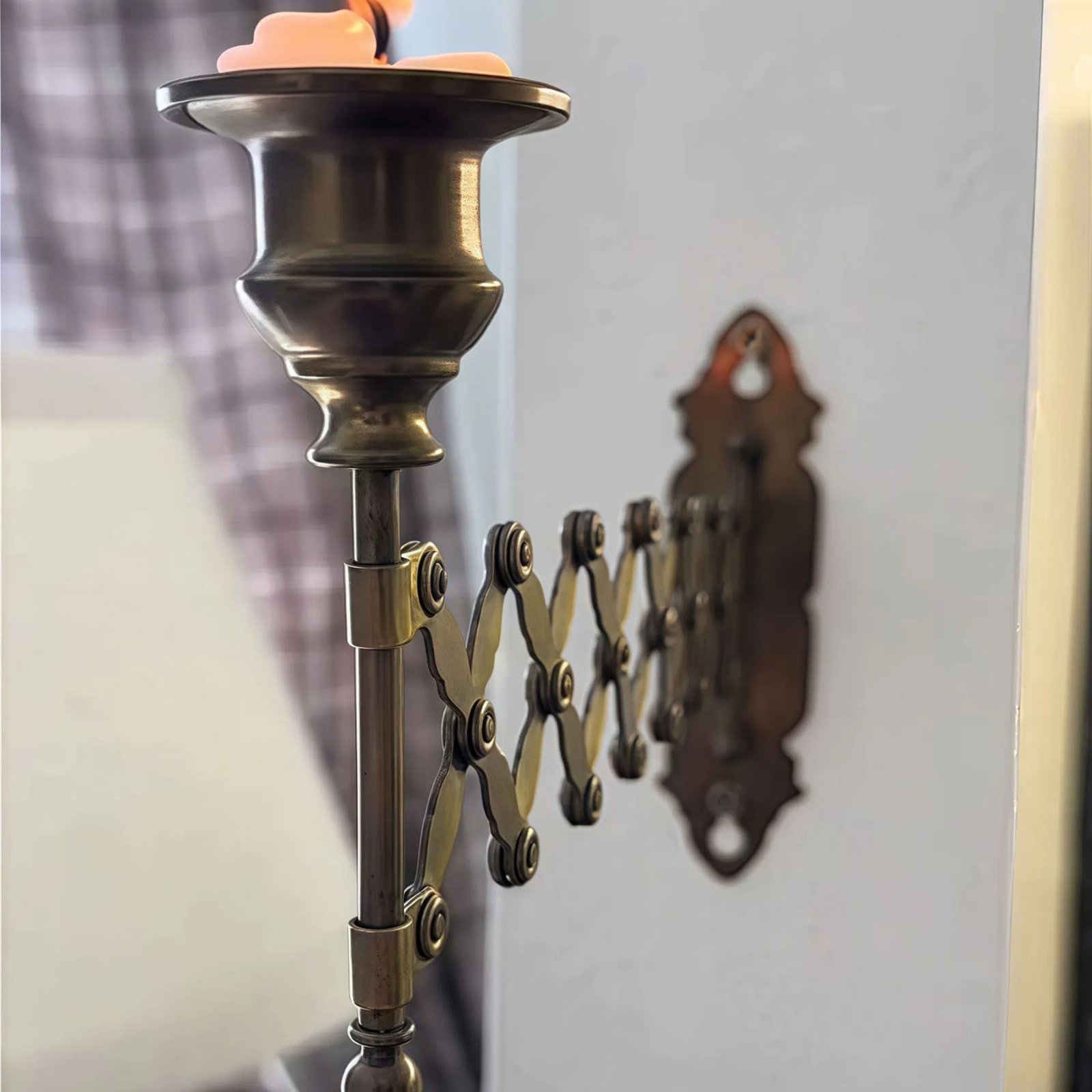 Antique Brass Wall Sconce Candle Holder Vintage Taper Candlestick Stand for Home Decor and Table Centerpiece