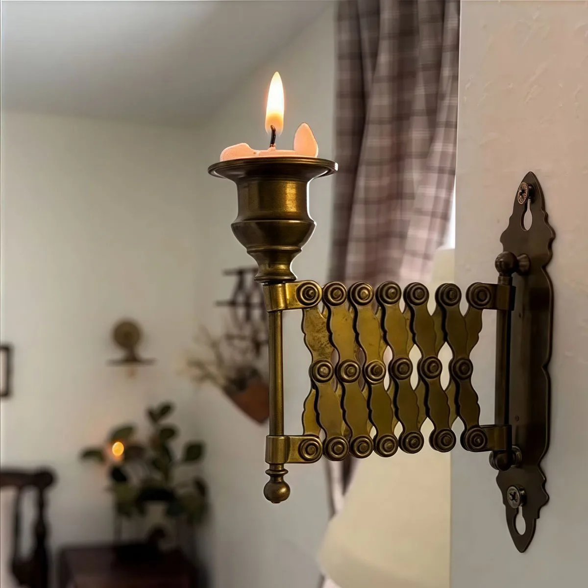 Antique Brass Wall Sconce Candle Holder Vintage Taper Candlestick Stand for Home Decor and Table Centerpiece