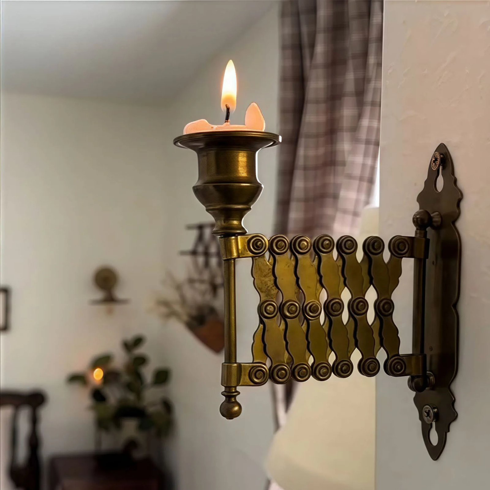 Antique Brass Wall Sconce Candle Holder Vintage Taper Candlestick Stand for Home Decor and Table Centerpiece