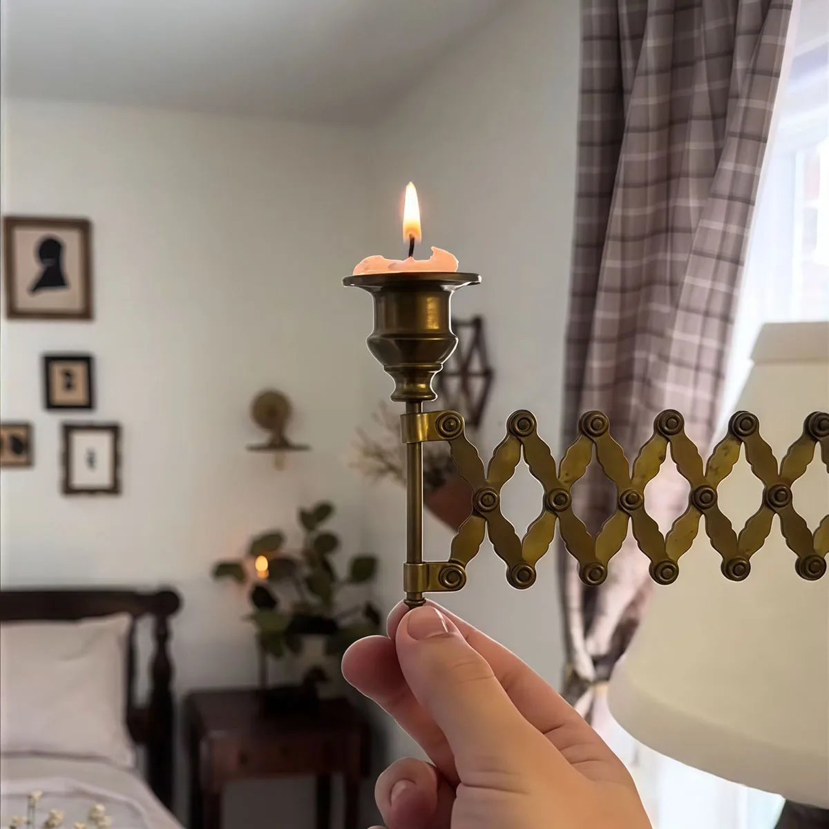 Antique Brass Wall Sconce Candle Holder Vintage Taper Candlestick Stand for Home Decor and Table Centerpiece