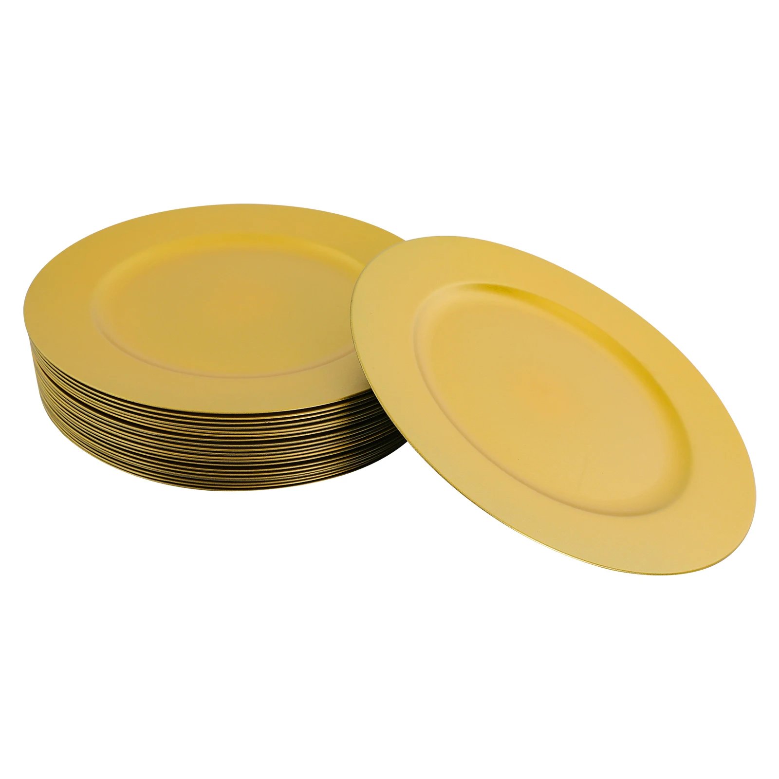 100 Pcs Charger Plates Set Gold Round PP Chargers Dinner Plate Wedding Decoration for Table Setting Wedding Party Baby Shower