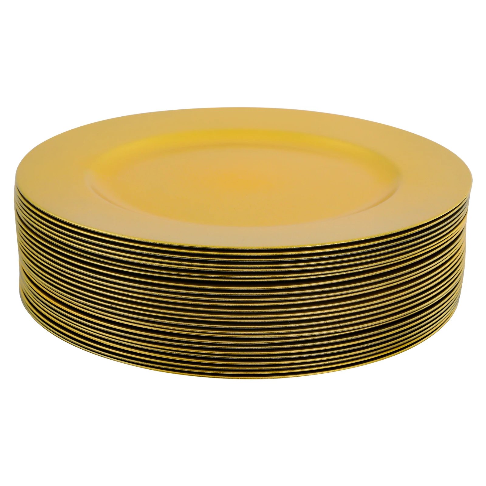 100 Pcs Charger Plates Set Gold Round PP Chargers Dinner Plate Wedding Decoration for Table Setting Wedding Party Baby Shower