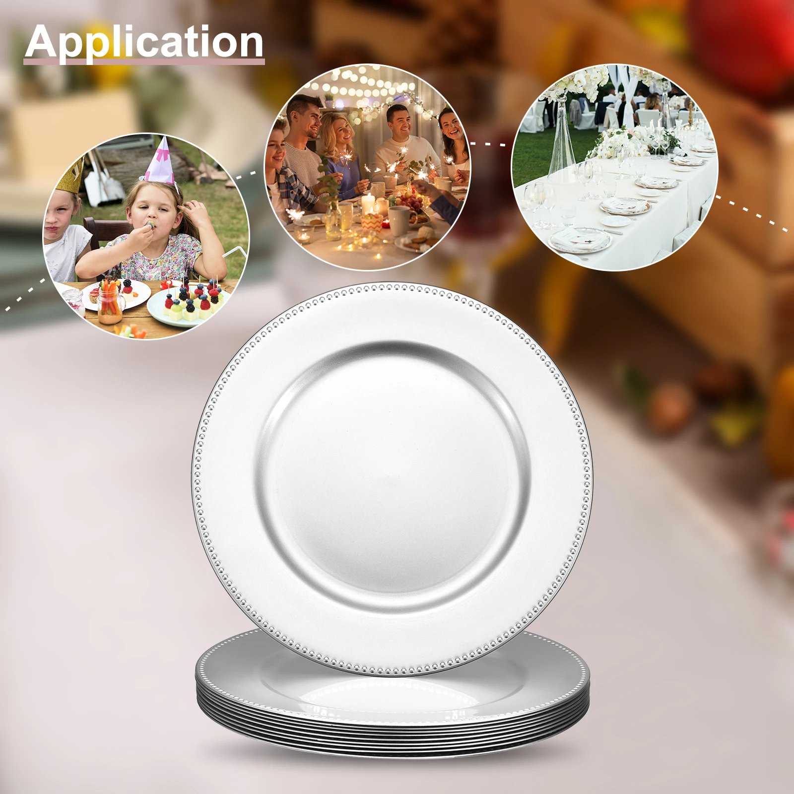 10pcs Charger Plates Bulk 13 Inch Plastic Charger Plates Round Plate Charger for Dinner Wedding Party Event Table Setting Decor