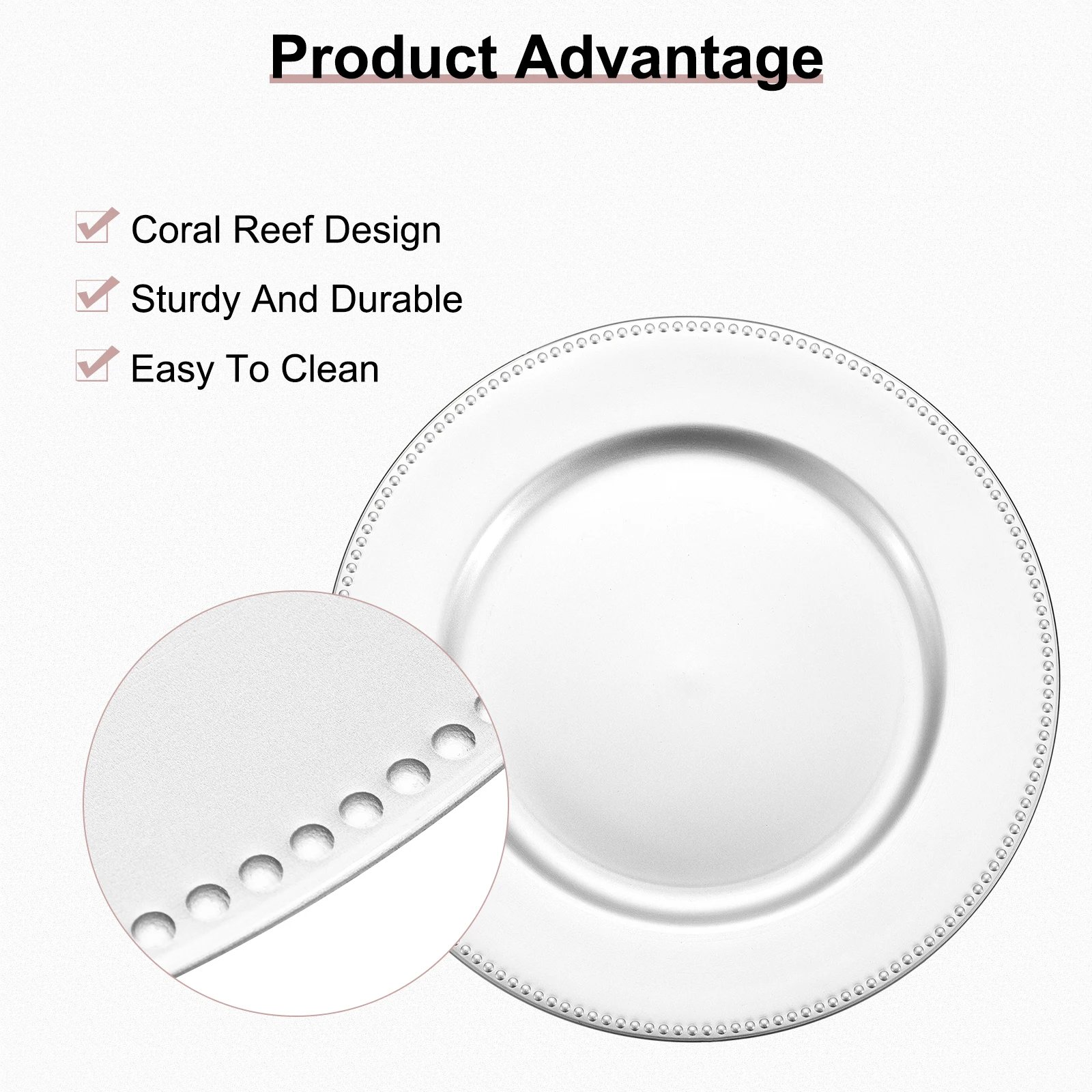 10pcs Charger Plates Bulk 13 Inch Plastic Charger Plates Round Plate Charger for Dinner Wedding Party Event Table Setting Decor