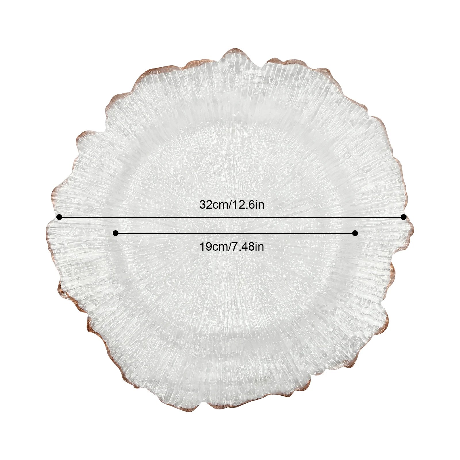 Clear Charger Plates 25 Pieces Rose Gold Flower Shape PS Hot Stamping Dinner Table Charger Plates