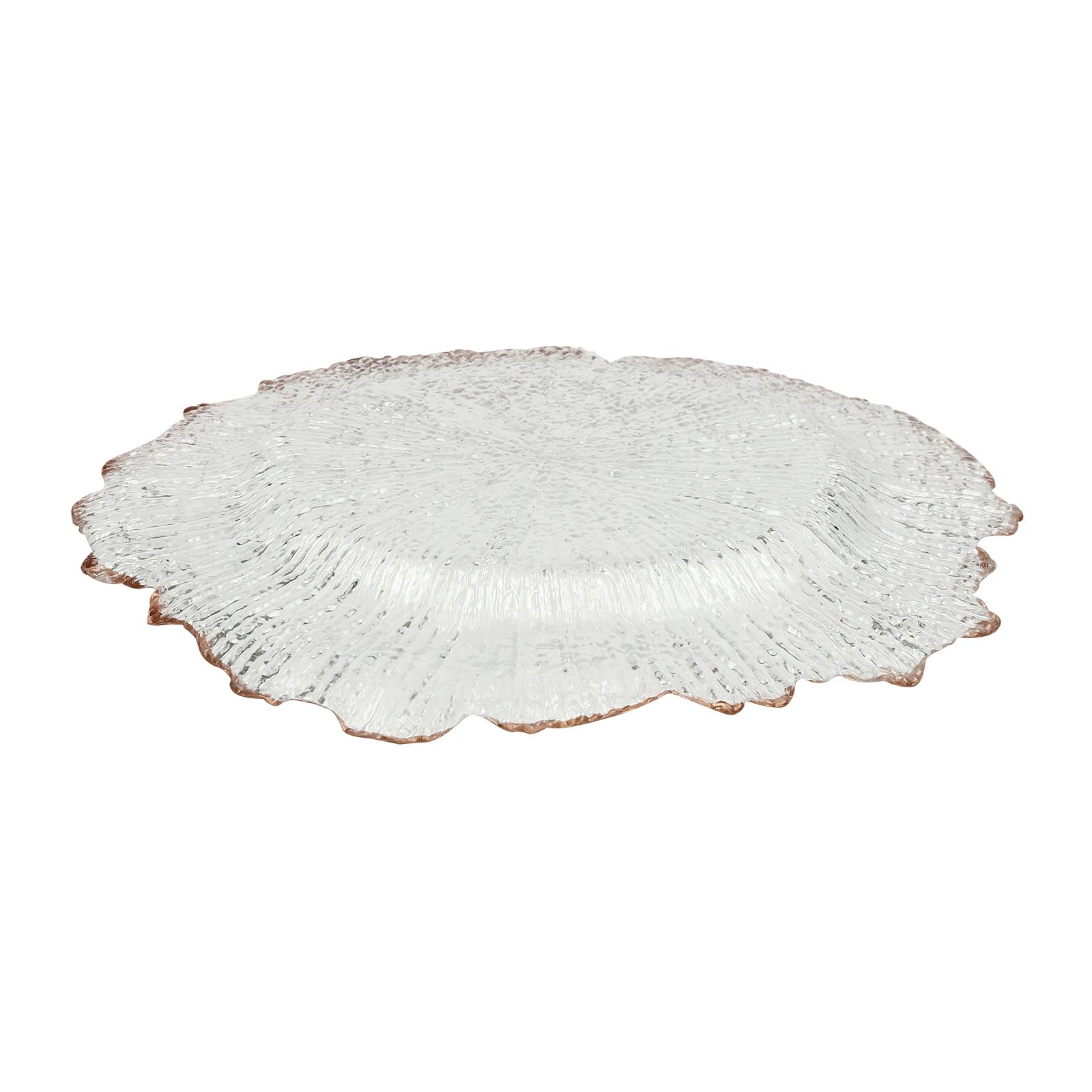 Clear Charger Plates 25 Pieces Rose Gold Flower Shape PS Hot Stamping Dinner Table Charger Plates