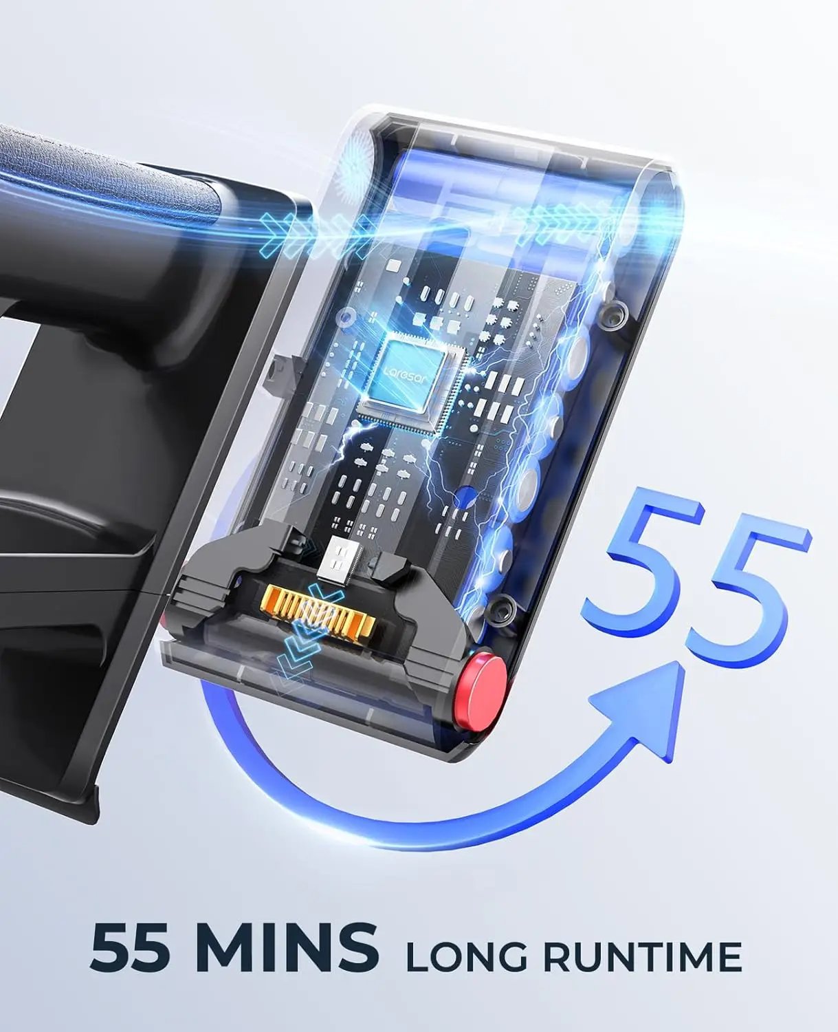 Laresar Elite 8 Cordless Vacuum Cleaner Handheld Home Appliance 450W Powerful smart home Touch Screen 55 Mins Detachable Battery