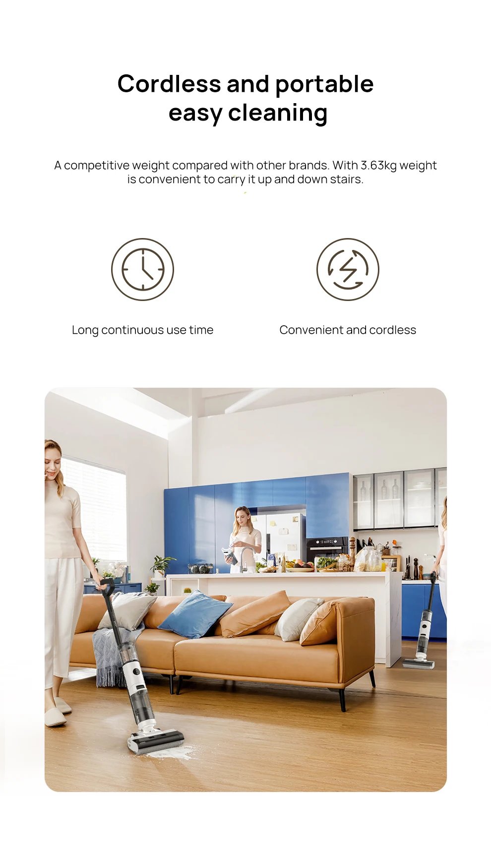 JONR ED12 Wet Dry Smart Vacuum Washing Cleaner Wireless Washing Floor Cleaner/Mop Water