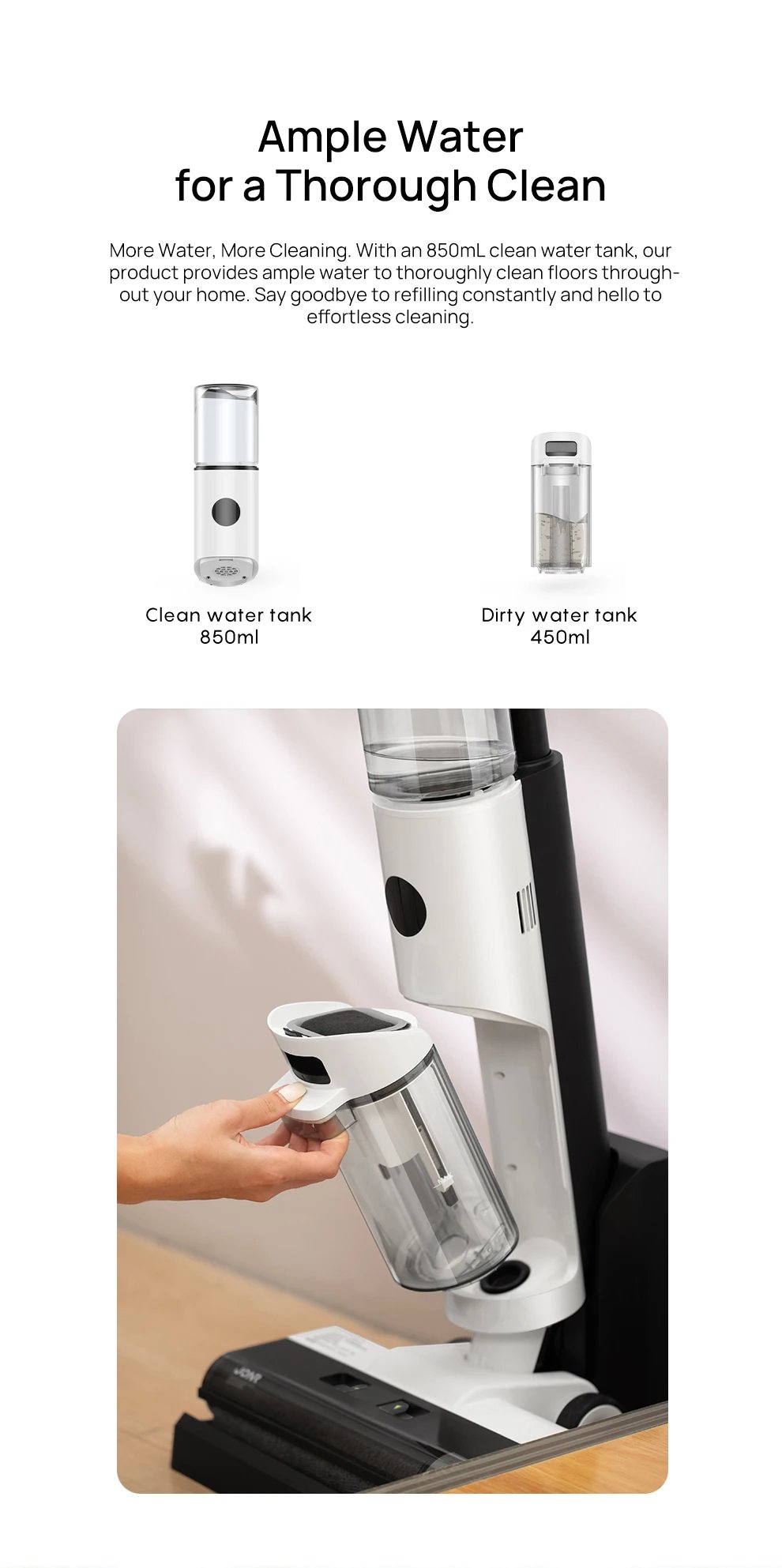 JONR ED12 Wet Dry Smart Vacuum Washing Cleaner Wireless Washing Floor Cleaner/Mop Water