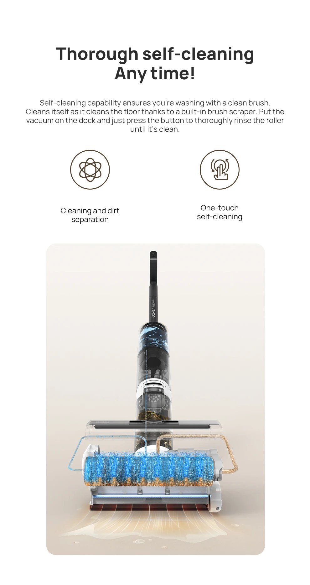 JONR ED12 Wet Dry Smart Vacuum Washing Cleaner Wireless Washing Floor Cleaner/Mop Water