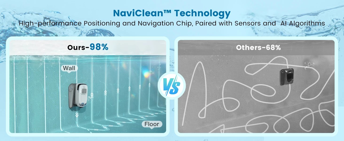 AIRROBO Pool Vacuum for Inground Pools, Smart Navigation Pool Cleaner Robot, Wall Climbing Pool Cleaner,120 Min Run Time