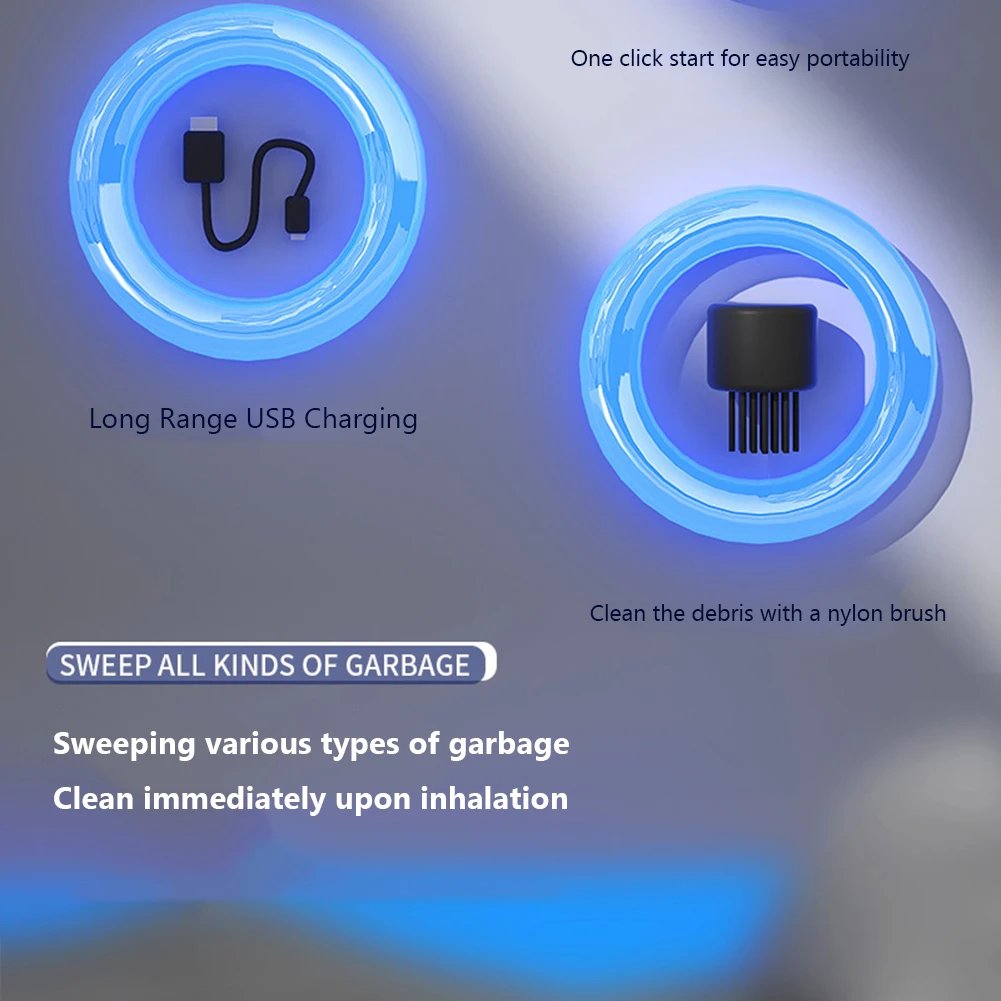 Mini Vacuum Cleaner Portable Wireless Vacuum Cleaner 500mAh USB Rechargeable with Detachable Nozzle for Home Office Keyboard