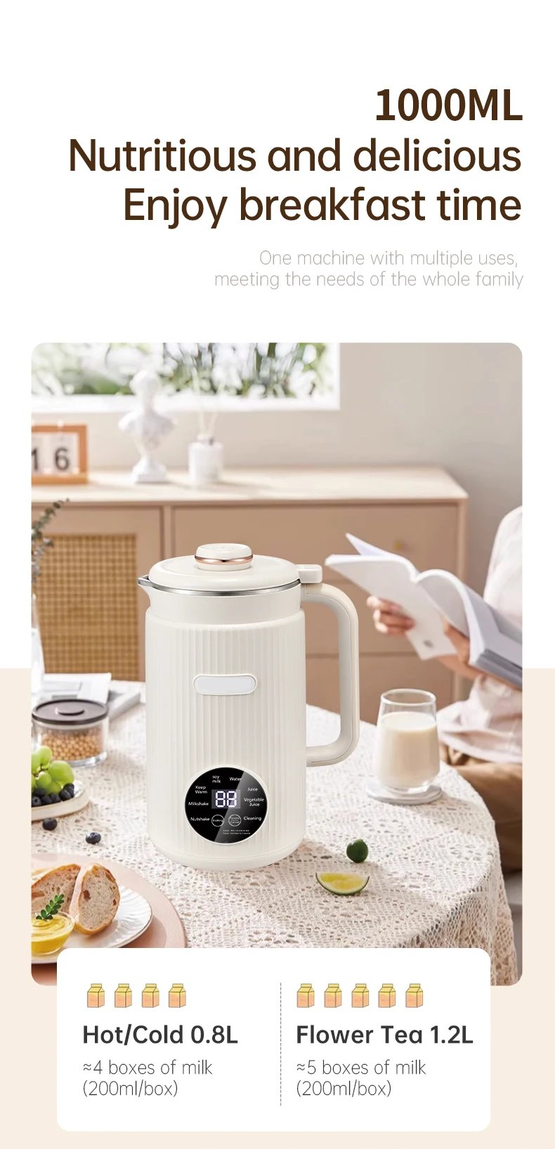 Blender with Heating Function  Soybean Milk Maker - Wall Breaking Technology for Easy Nutritious Beverage Preparation at Home